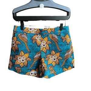 Elevenses Birds of Paradise Shorts Teal and Orange  Womens Size 6